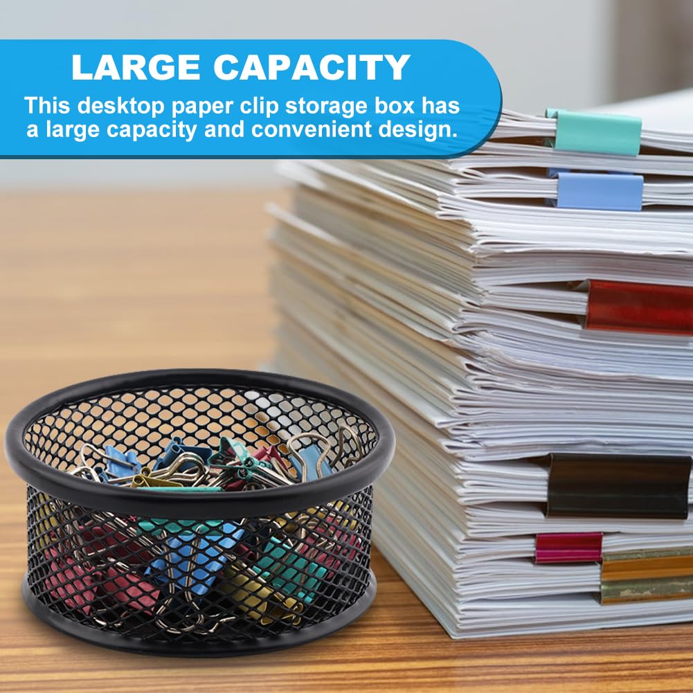 LOQJSS 2-Pack Mesh Metal Paper Clip Holder & Organizer - Stylish Wire Mesh Desktop Dispenser for Office Supplies, Binder Clips, and Stationery (Perfect for Home Office, School, and Workspace Organization)