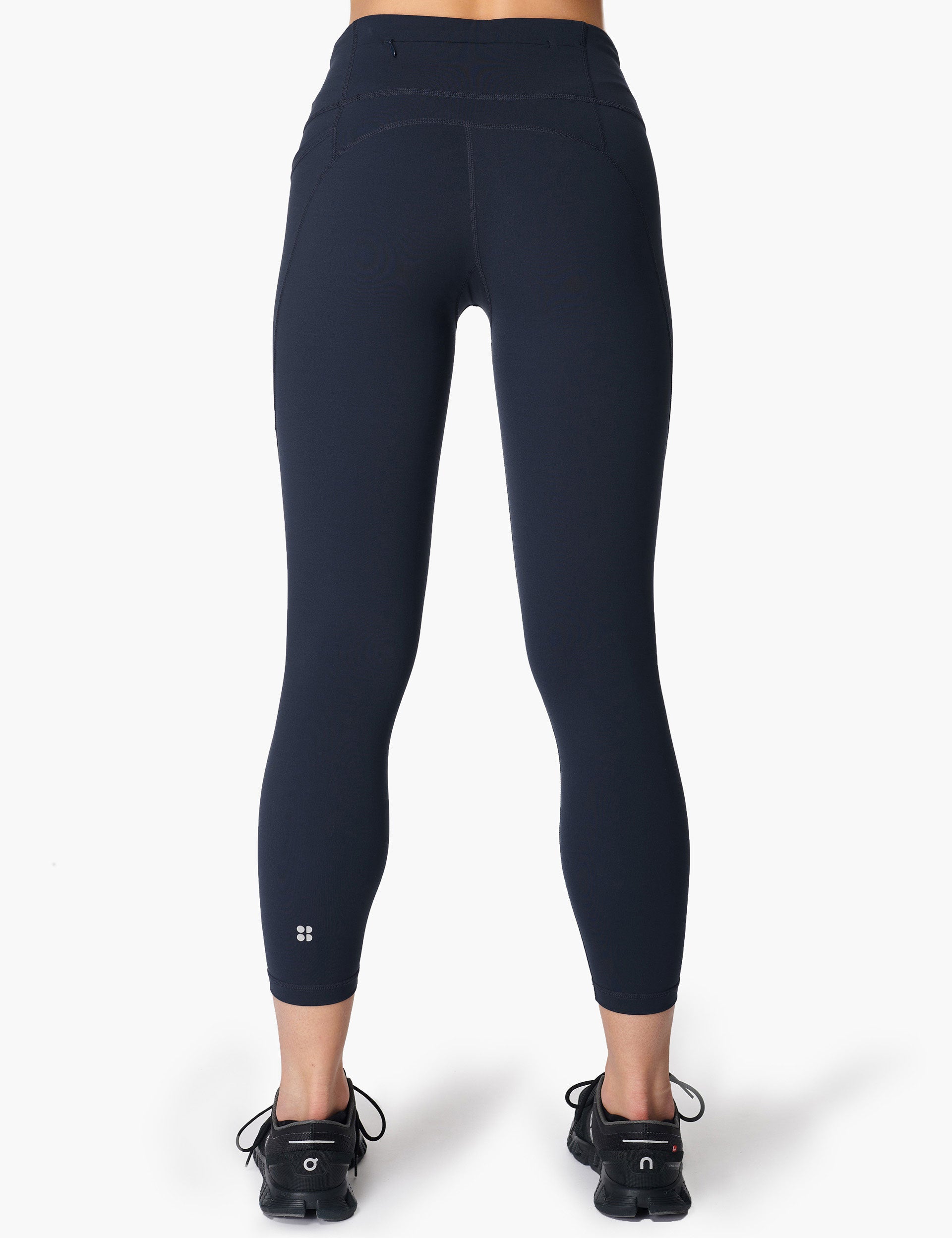Power 7/8 Gym Leggings for Women - High Waist Yoga Pants with Pockets - Navy Blue Workout Leggings for Running, Training & Lounge Wear
