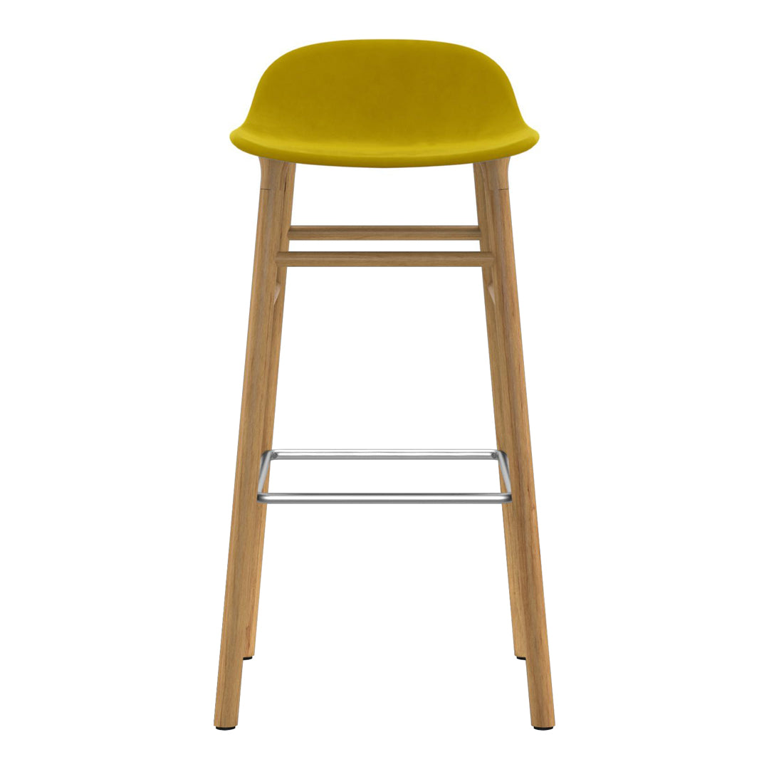 Modern Form Bar Stool with Wooden Legs & Upholstered Seat - Perfect for Kitchen Islands, Home Bars & Dining Counter Height Tables