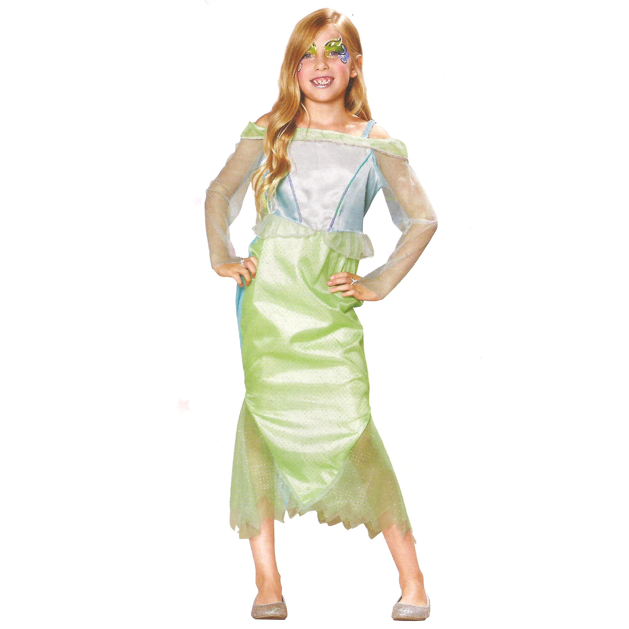 Mermaid Girl Halloween Costume for Kids - Blue & Green - Medium Size | Perfect for Halloween Parties, Dress-Up Play & Themed Events