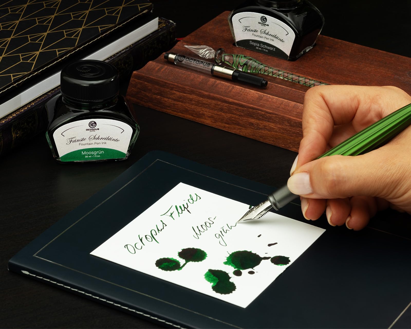 Premium Diplomat Aero Green Fountain Pen - Stainless Steel Nib & Converter Included - Perfect for Calligraphy, Journaling & Professional Writing