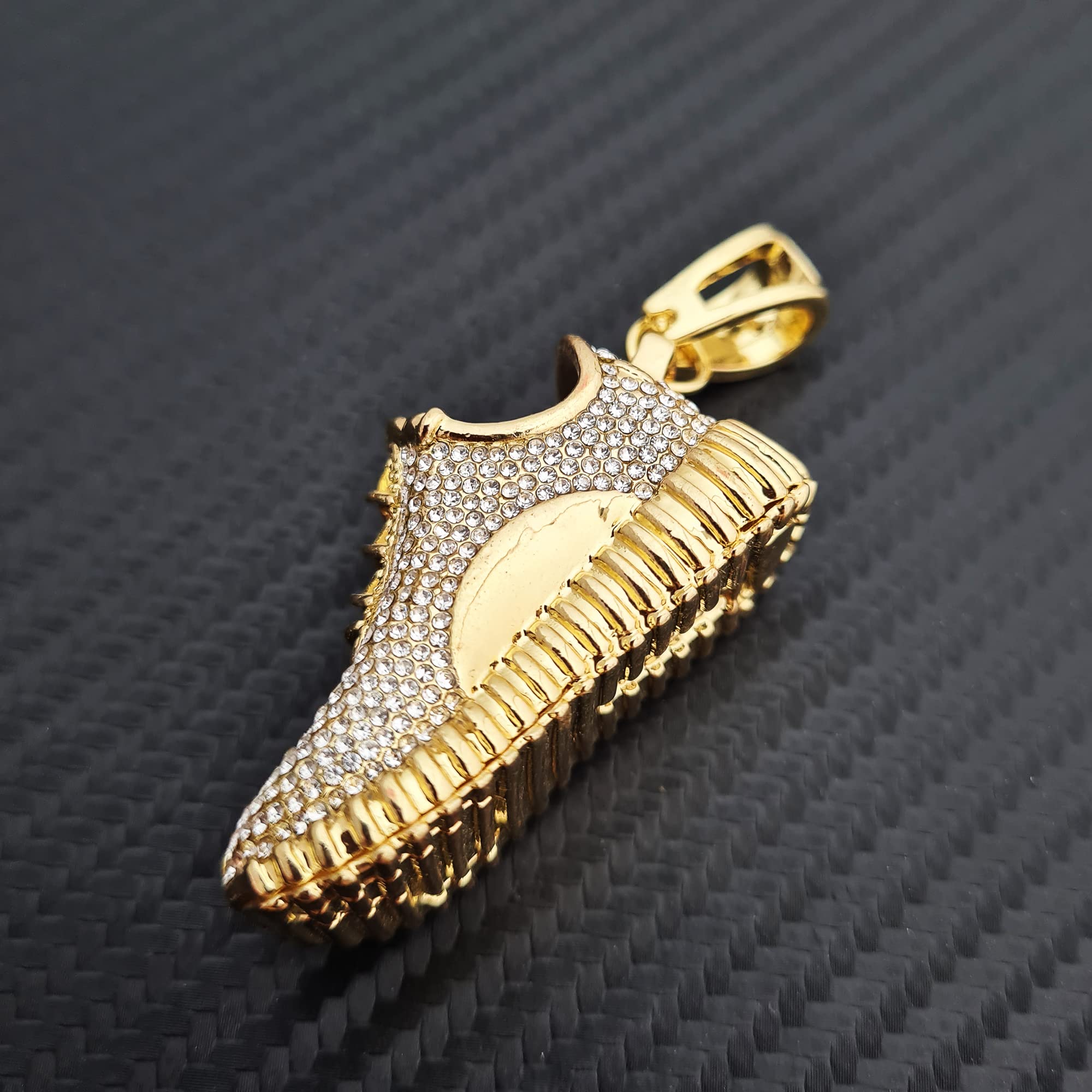 Hip Hop Jewelry Gold Plated Shoe Pendant with 13mm Cuban Chain - 16