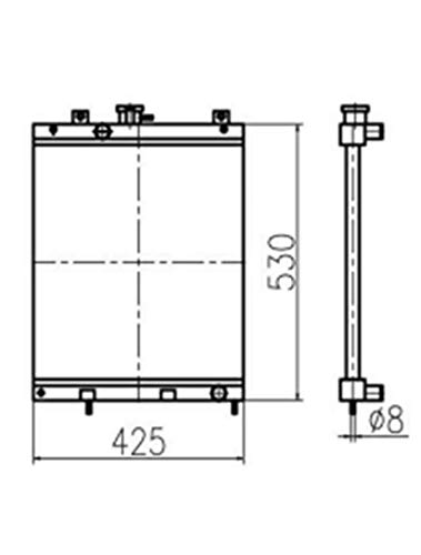 Komatsu Excavator Radiator 20T0381110 20T-03-81110 Replacement for PC30R-8 PC35R-8 PC40R-8 PC45R-8 Models - Heavy Duty Cooling System Part for Construction & Mining Equipment