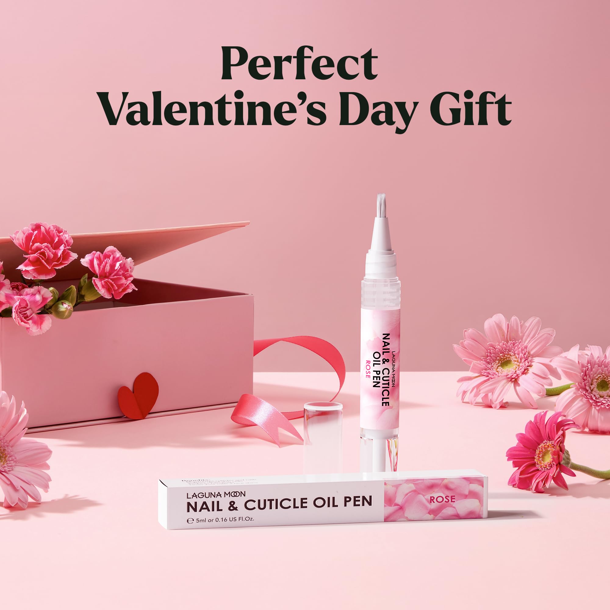 Lagunamoon Moisturizing Nail & Cuticle Oil Pen with Jojoba Seed Oil - Rose Scented Hand & Nail Treatment (5ml) - Perfect for Dry Cuticles, Nail Care & At-Home Manicures