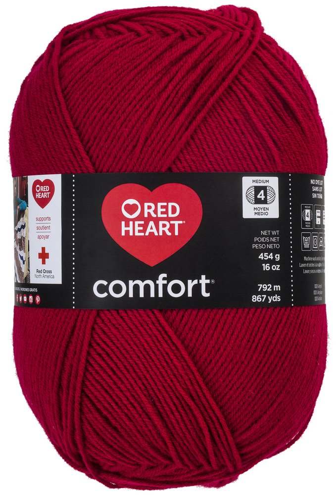 RED HEART Comfort Yarn - Soft Acrylic Knitting Yarn in Cardinal Red (7 oz) | Perfect for Blankets, Scarves & DIY Crochet Projects
