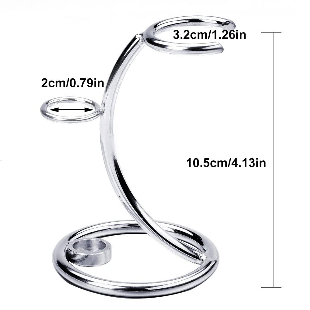 Zinc Alloy Shaving Stand - Safety Razor & Brush Holder for Bathroom Storage (Silver)