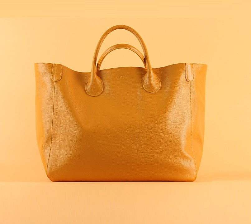 Premium Genuine Leather Tote Bag - Large Capacity Cowhide Soft Handbag for Women | Stylish Work Bag, Travel Tote & Everyday Carry Purse