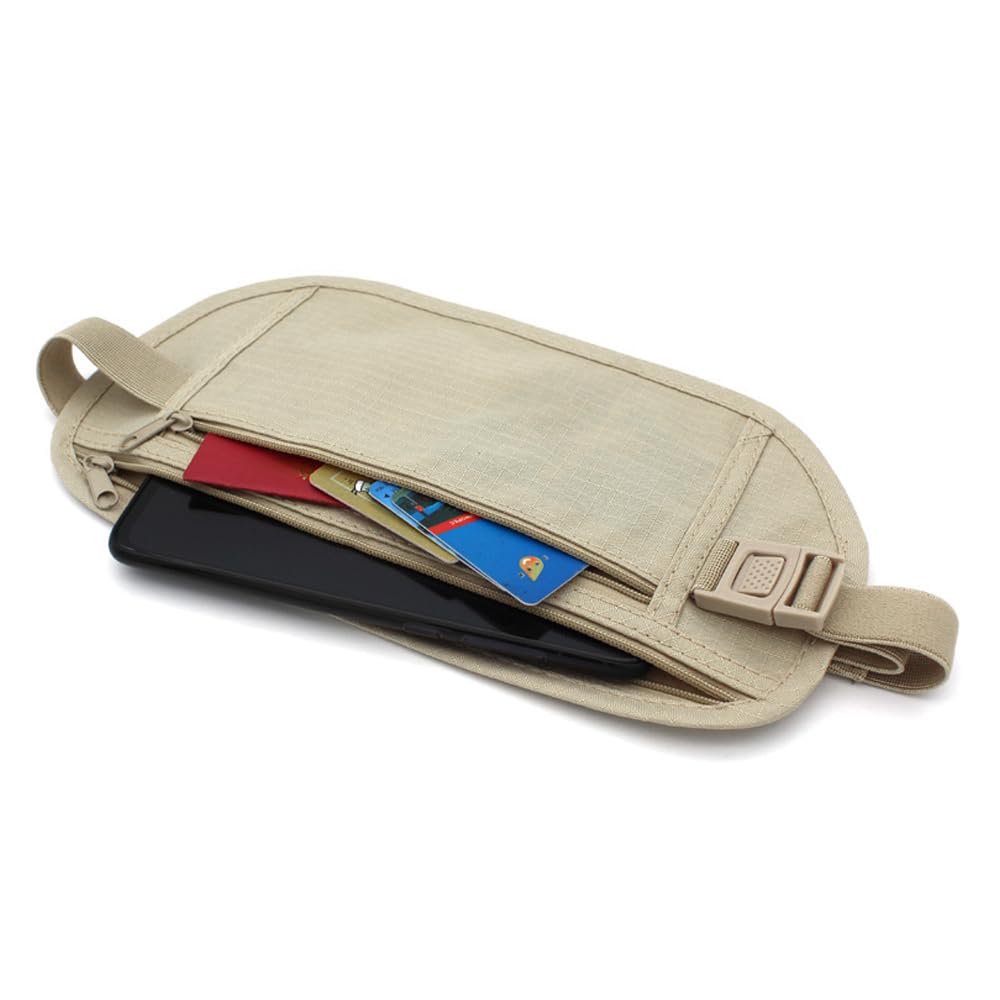 Anti-Theft Travel Money Belt - RFID Blocking Hidden Passport Holder & Waist Wallet for Men & Women | Secure Under Clothes Pouch for Money, Cards, Keys | Perfect for Airports, Sightseeing & International Travel
