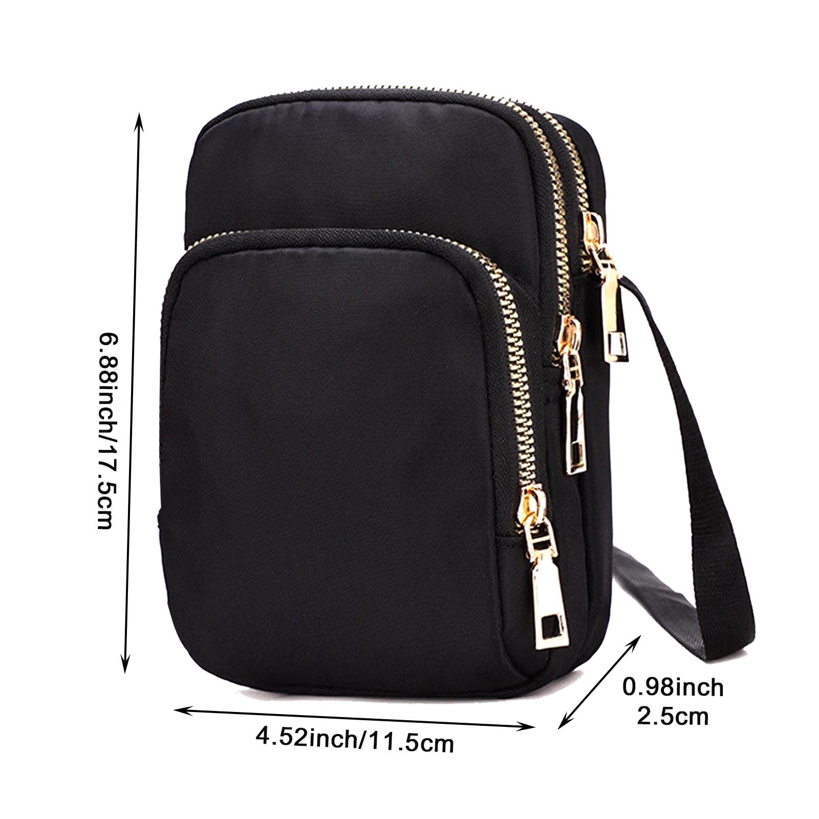 AYNKH Women's Crossbody Phone Bag - 3-Layer Zipper Nylon Waterproof Shoulder Wallet with Adjustable Strap for Women & Girls | Perfect for Travel, Shopping, and Daily Essentials Organization