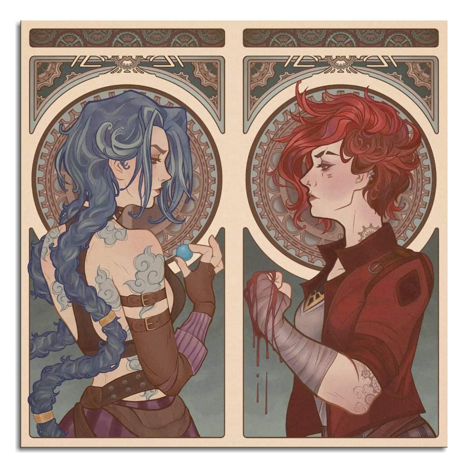Arcane Anime Poster - Jinx & Vi Canvas Print Wall Art 12