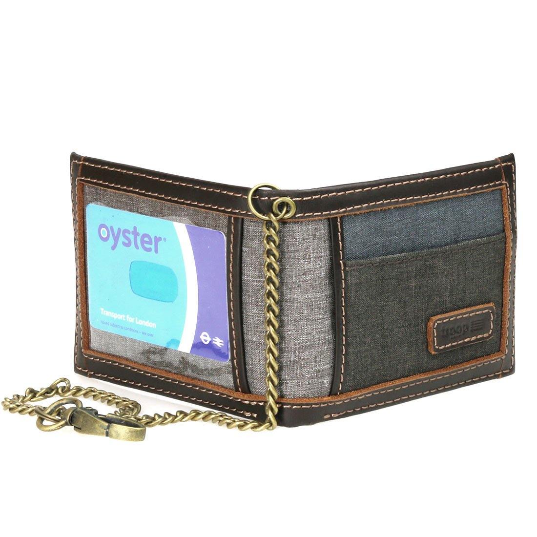 TRP0401 Troop London Urban Security Travel Wallet - RFID Blocking Bi-Fold Wallet with Chain & ID Card Window - Perfect for Travel, Commuting, and Everyday Use