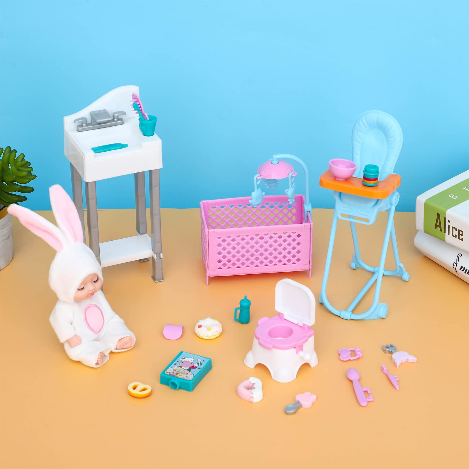 ONEST 16-Piece 4-Inch Mini Baby Doll Set with Clothes & Accessories - Perfect for Collectors, Kids Playtime, and Dollhouse Decor