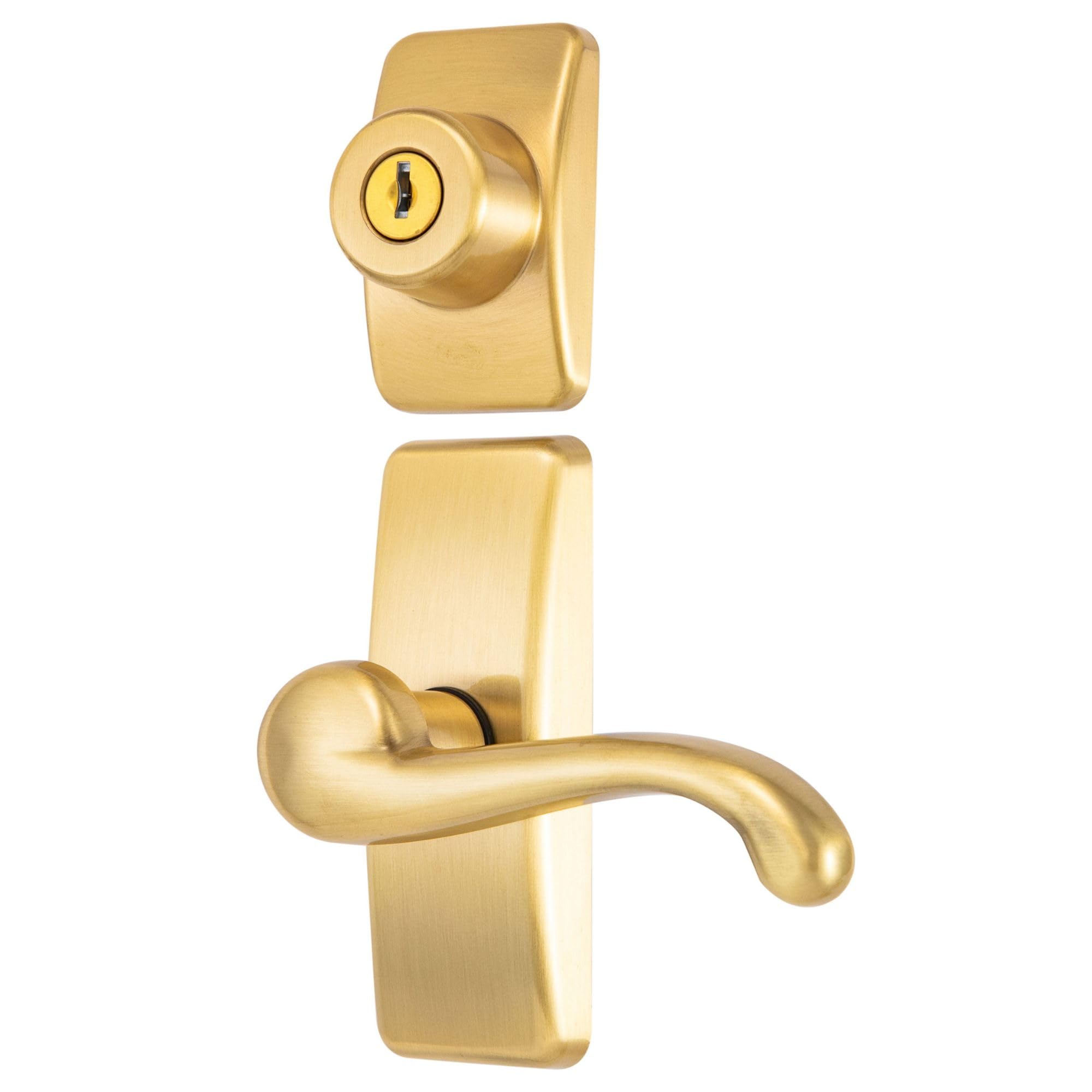 Storm & Screen Door Handle with Deadbolt Lock - Secure Replacement for Storm & Screen Doors, Satin Gold Finish | Perfect for Home Security & Patio Screen Door Protection