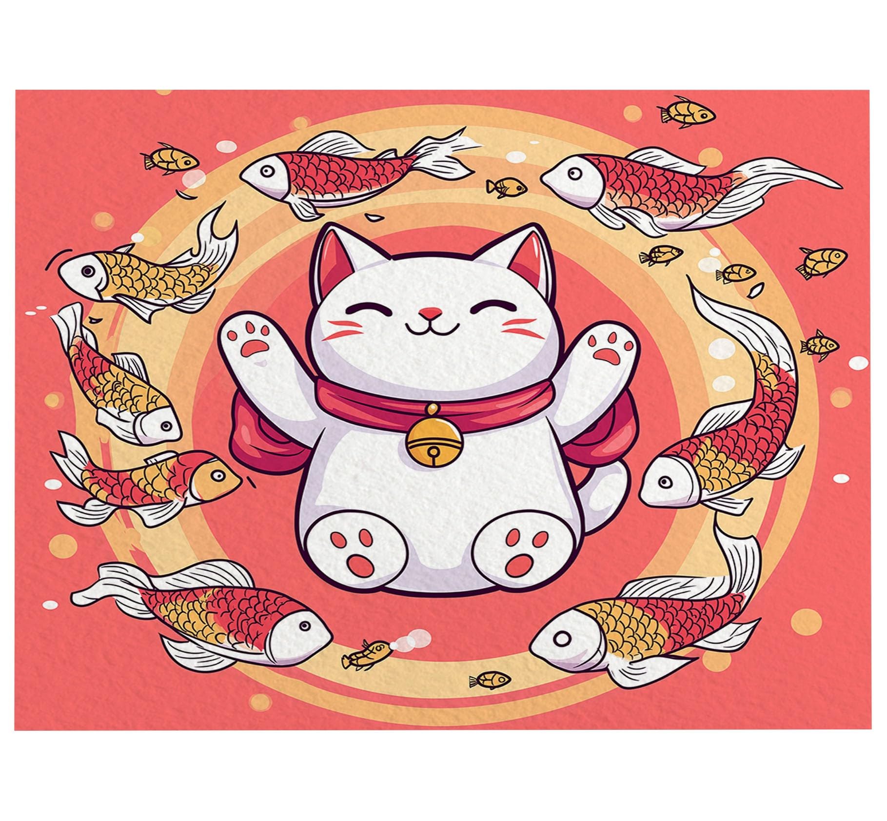 6x9 ft Cartoon Cat and Fish Ultra Soft Washable Area Rug - Non-Slip Indoor Carpet for Living Room, Nursery, Kids Room, Dorm & Home Office Decor | Perfect for Cozy Spaces & Play Areas