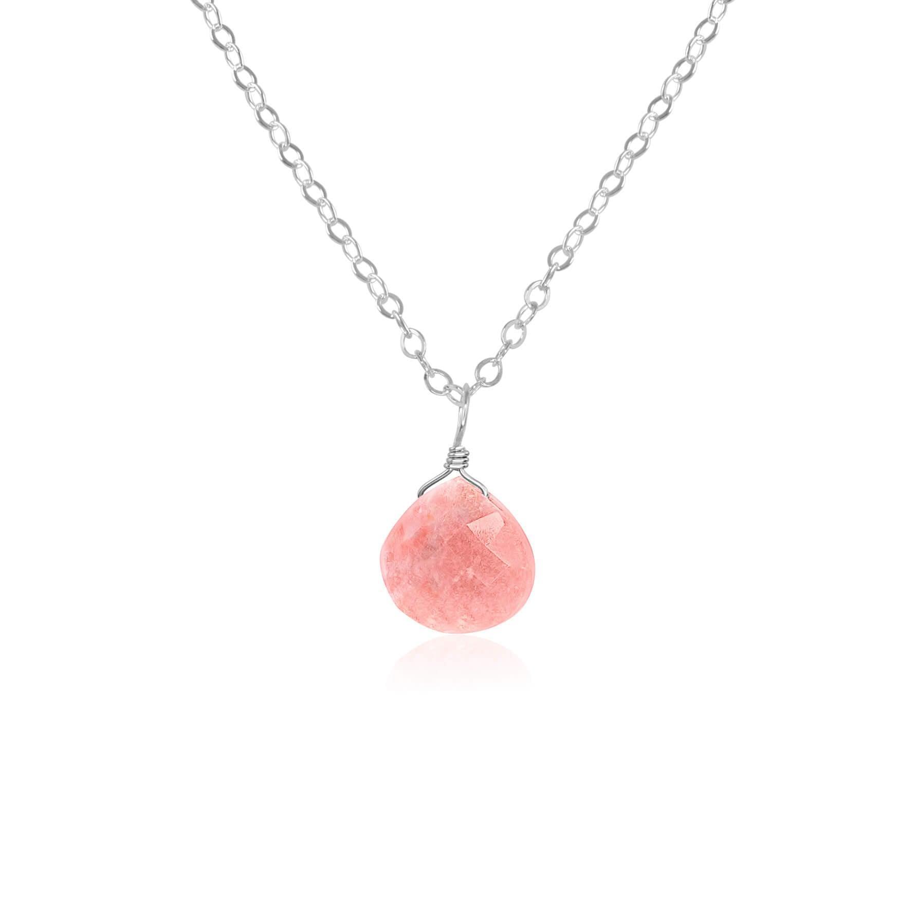Tiny Pink Peruvian Opal Teardrop Crystal Pendant Necklace - Dainty Gemstone Jewelry for Women - Perfect for Everyday Wear, Date Nights & Special Occasions