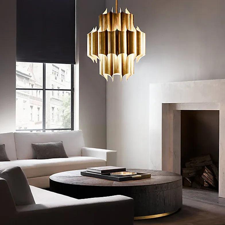 Modern Wave Metal Sheet Pendant Light - Sleek Ceiling Lighting for Dining Room, Kitchen, or Bedroom Decor