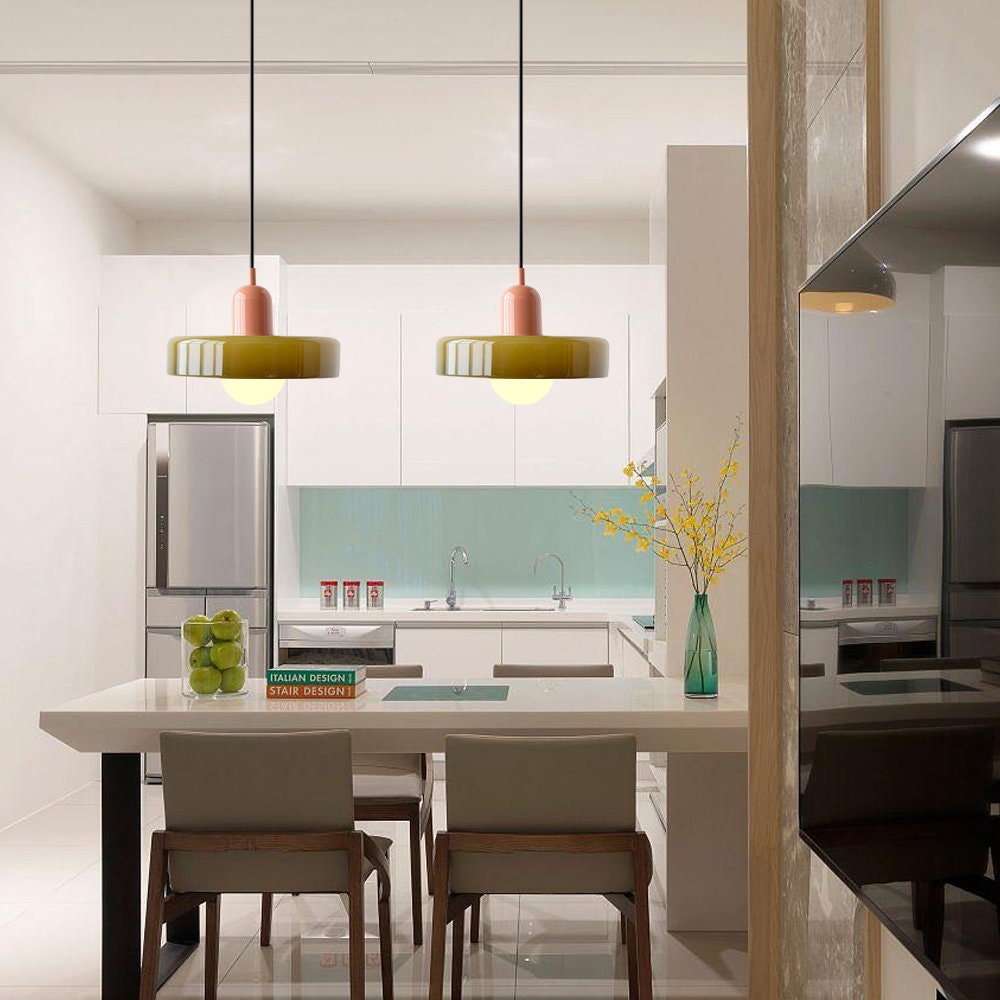 Modern Disc Orb Pendant Light Fixture - Sleek Minimalist Ceiling Lighting for Dining Room, Kitchen, Bedroom & Living Room Decor