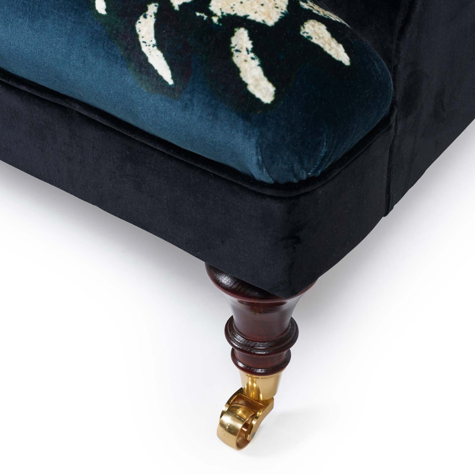SABER Velvet Bloomsbury Loveseat Sofa - Luxurious Mid-Century Modern 2-Seater Couch in Midnight Blue | Perfect for Living Room, Lounge & Home Office