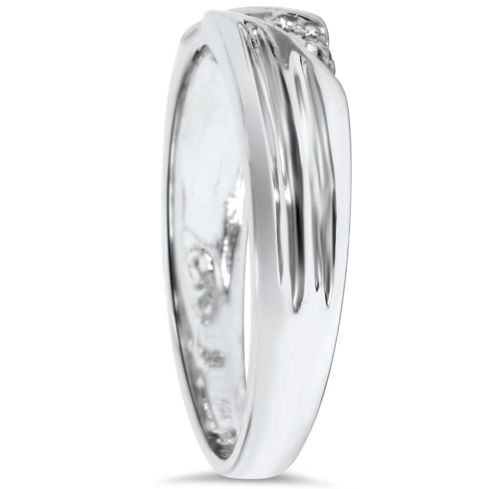 14K White Gold Men's Wedding Band with Real Diamonds - Elegant & Durable Ring for Engagement, Anniversary & Special Occasions