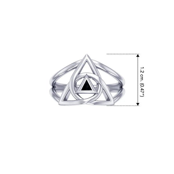 Trinity Knot Sterling Silver AA Recovery Ring with Inlaid Stone - Handmade Custom Jewelry for Sobriety & 12-Step Programs - Perfect for Gifts, Anniversaries and Addiction Recovery Support