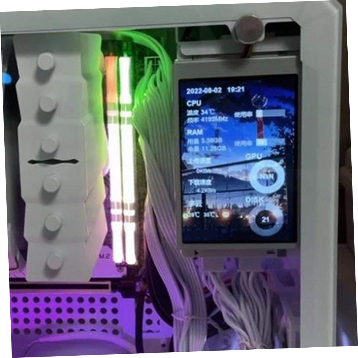 Hoement Mini USB Computer Secondary Display Monitor - Mini Screen for PC Case, ABS Material - Perfect for Gaming Rigs, Workstations & Custom PC Builds