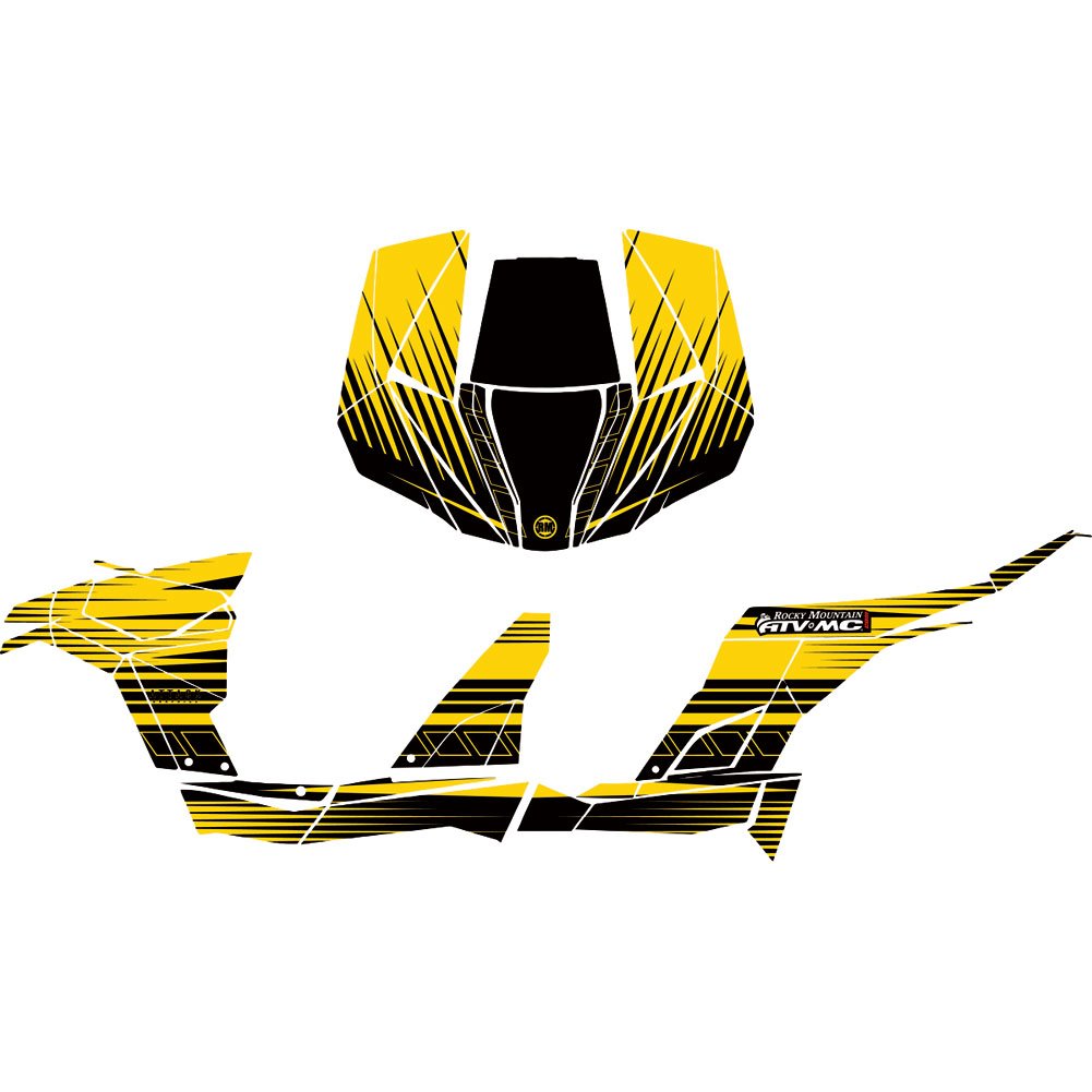 Attack Graphics Brute Complete UTV Graphics Kit - Yellow/Black for Can-Am Maverick 1000 X XC DPS (2014) | High-Quality Off-Road Decals for Trail Riding & Mud Adventures