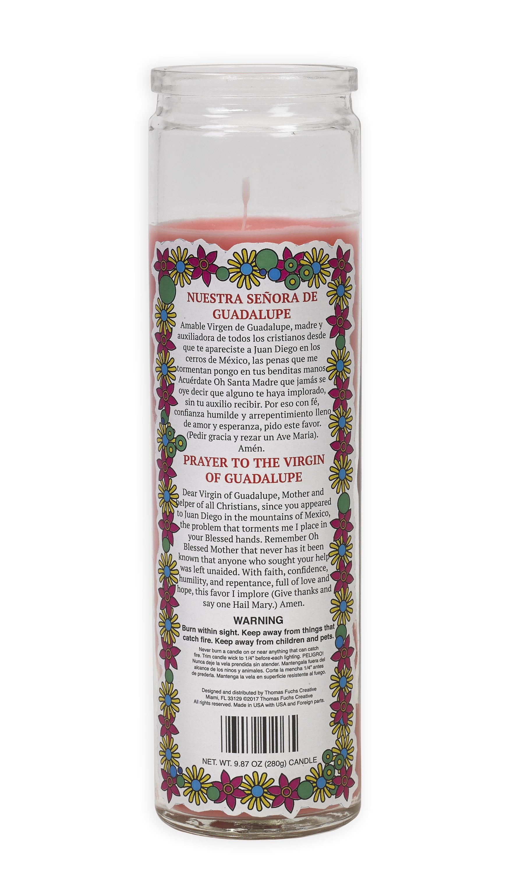 Virgin of Guadalupe Candle - Vibrant Pop Art Style Religious Candle for Prayer, Home Altar & Spiritual Decor