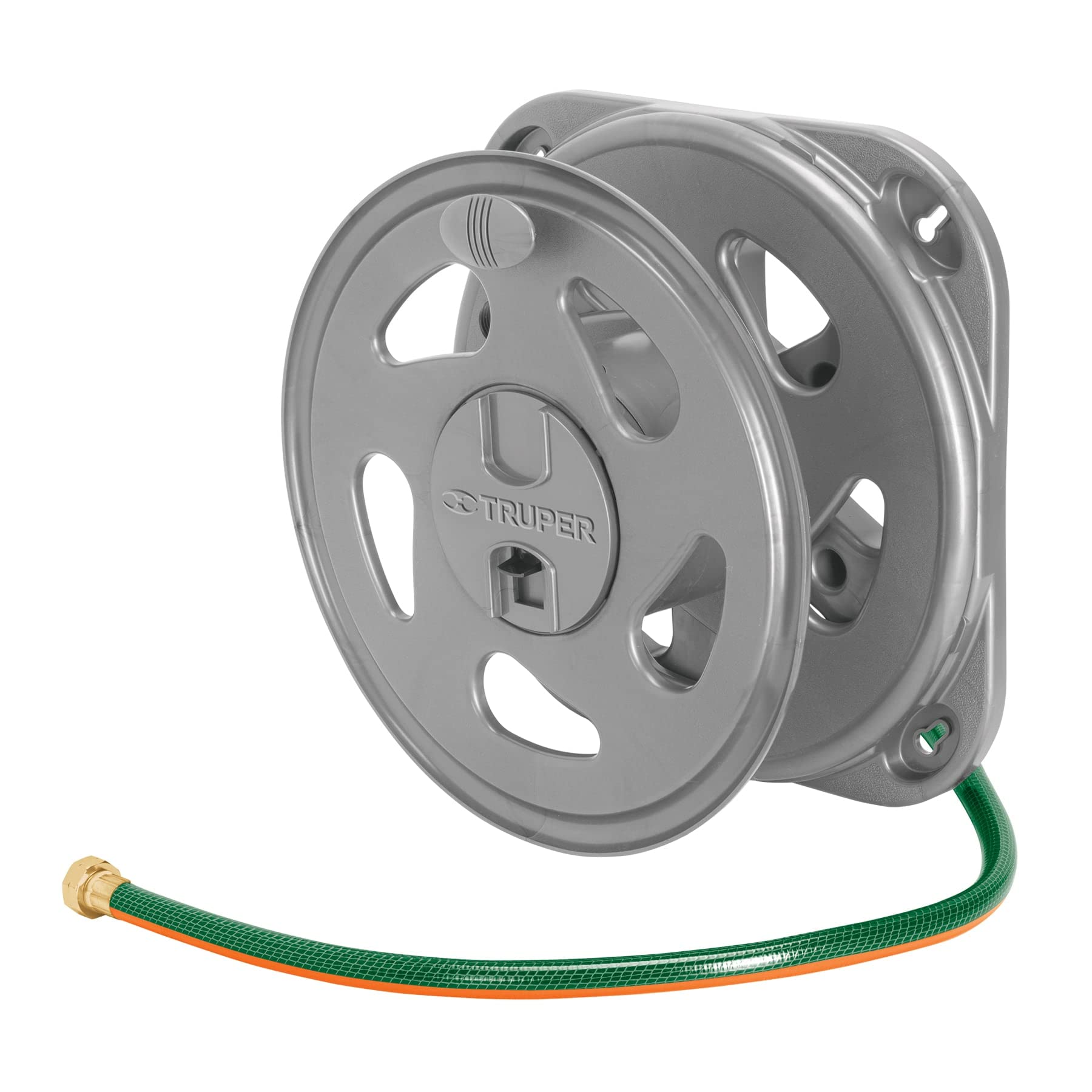 TRUPER PORMA-50 82 ft Heavy Duty Wall Mount Garden Hose Reel with 360° Swivel - Perfect for Lawn Watering, Car Washing & Outdoor Cleaning