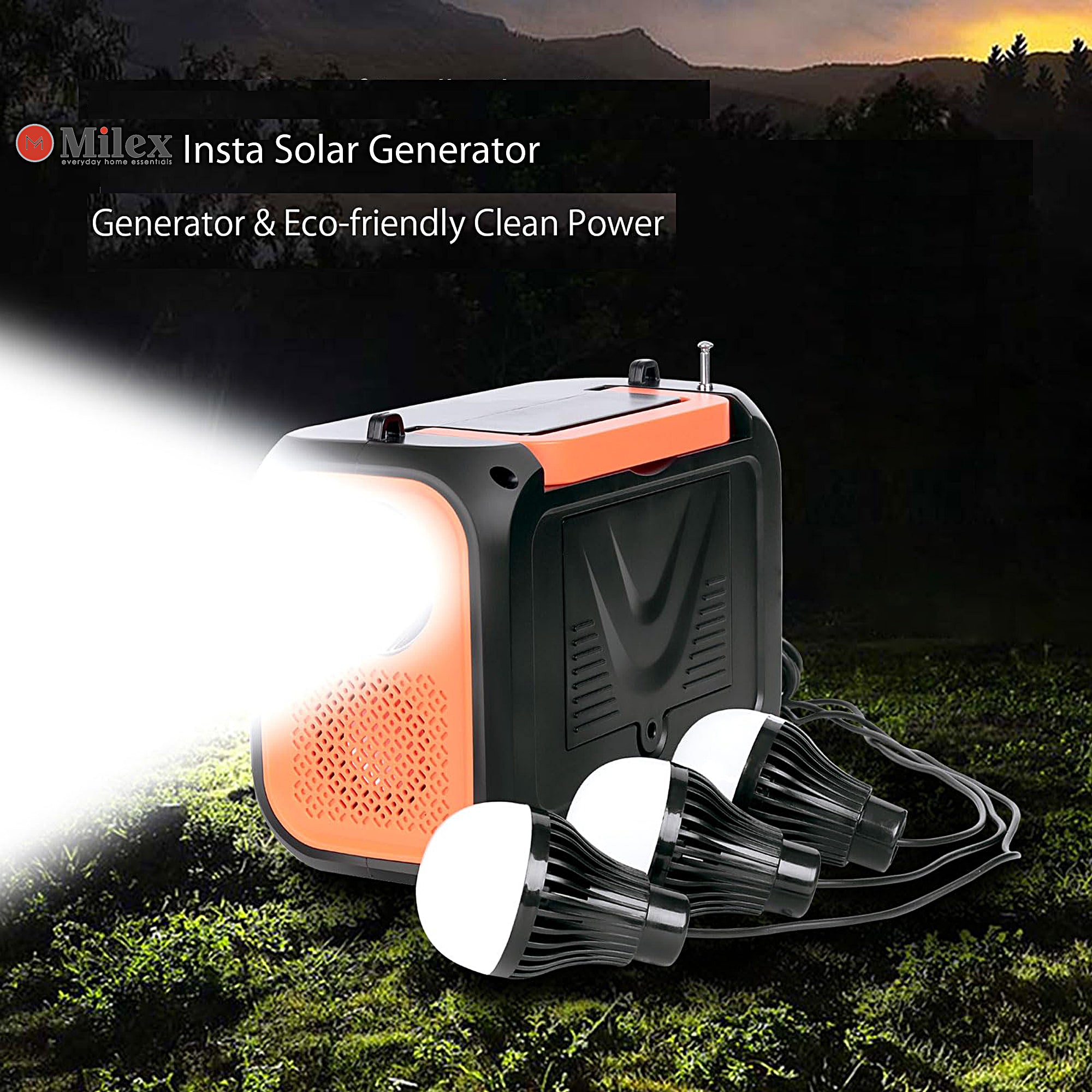MILEX Insta Solar Generator - Portable Power Station for Camping, Emergencies & Off-Grid Living - 1000W Solar Powered Generator with AC Outlets & USB Ports