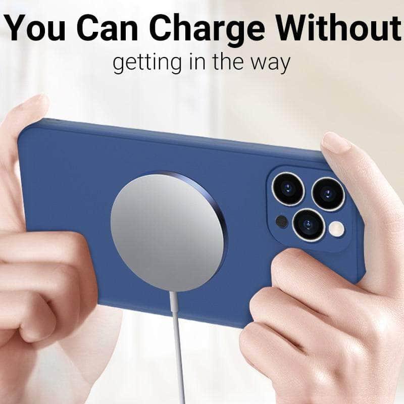 Magnetic iPhone 12 Liquid Silicone Magsafe Case - Slim Protective Cover with Strong Magnets for Secure Attachment - Perfect for Daily Use, Travel & Wireless Charging