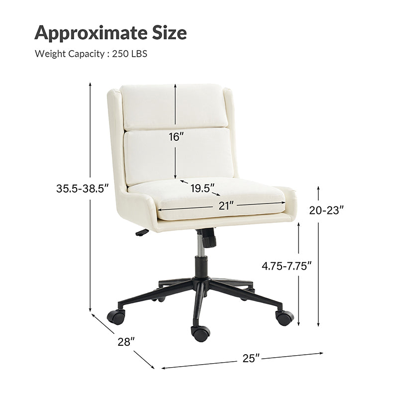 Tobie Modern Ergonomic Faux Leather Office Chair - Adjustable Height Swivel Task Chair with Lumbar Support for Home Office, Gaming & Workspace Comfort