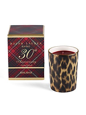 Ralph Lauren Home Holiday Classic Candle - 30th Anniversary Limited Edition Leopard Glass Jar, Scented Candle for Christmas Decor, Gift & Cozy Home Ambiance