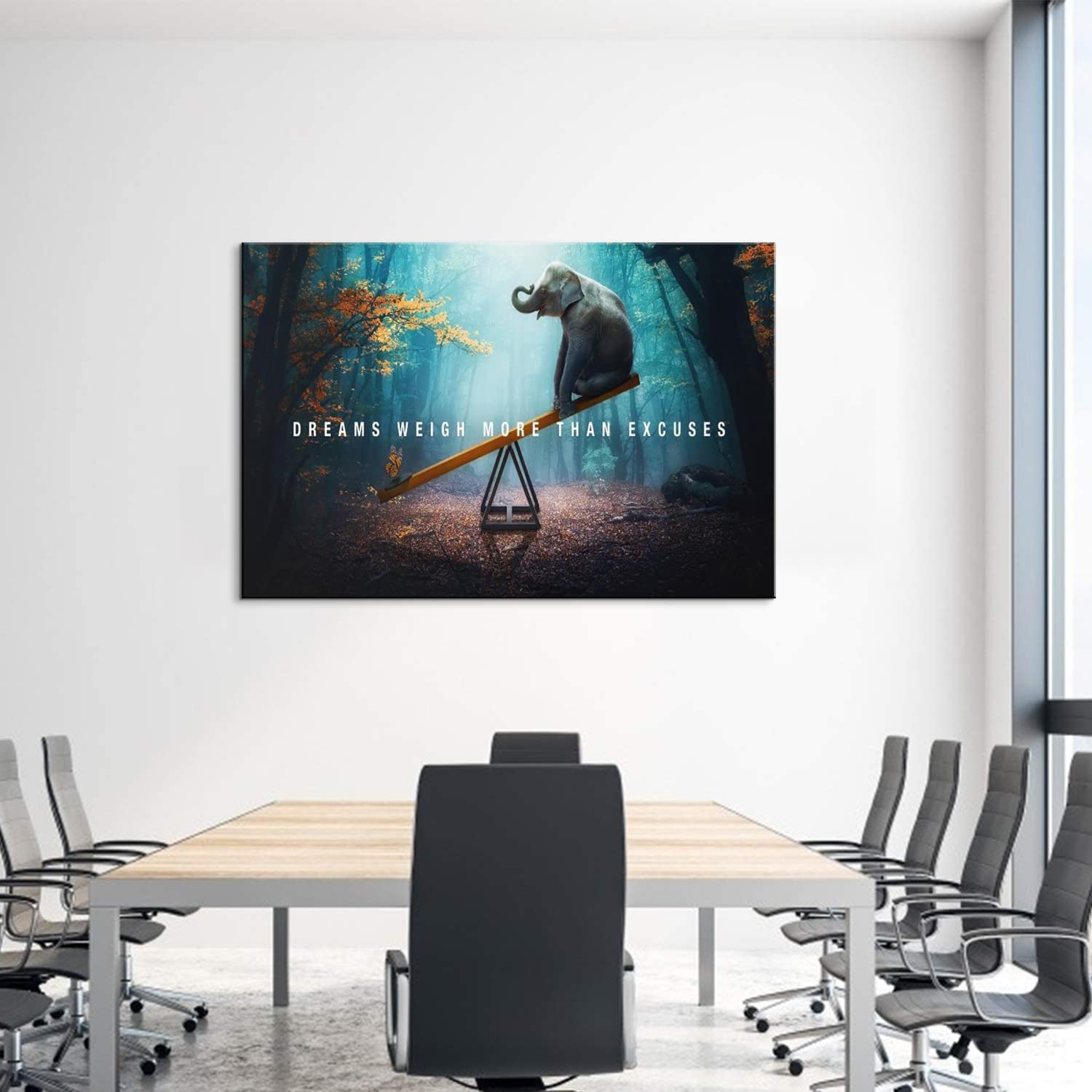 Motivational Office Wall Art - Inspirational Dreams Weigh More Than Excuses Poster (16x24 Inches) - Positive Quote Wall Decor for Home Office, Classroom & Workspace