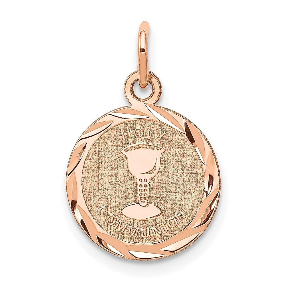 14K Rose Gold Holy Communion Charm Necklace - Religious Pendant Jewelry for Women, First Communion Gift for Girls, Baptism & Confirmation Jewelry - Perfect for Church Events & Special Occasions