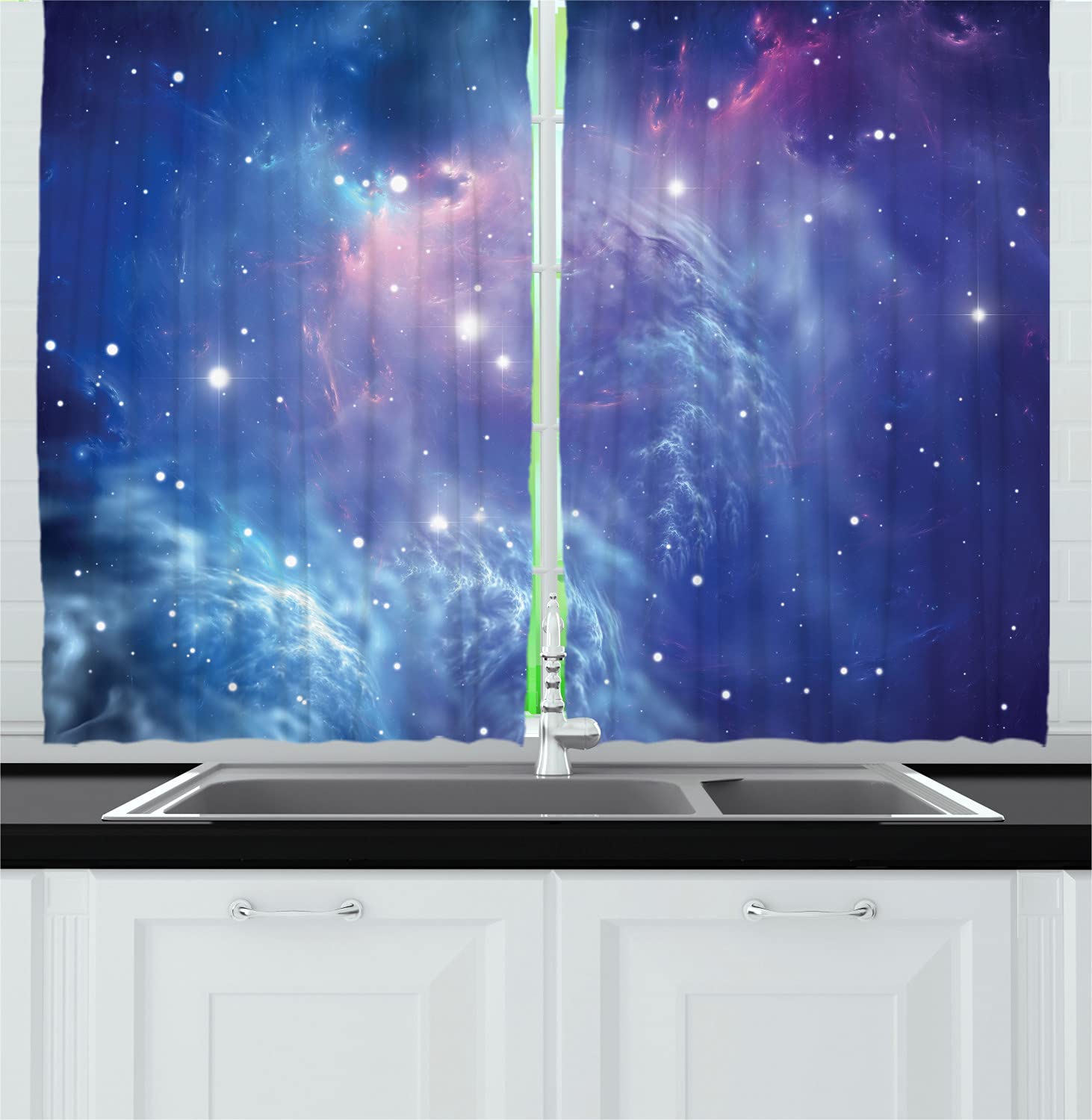 Ambesonne Outer Space Galaxy Kitchen Curtains - 55