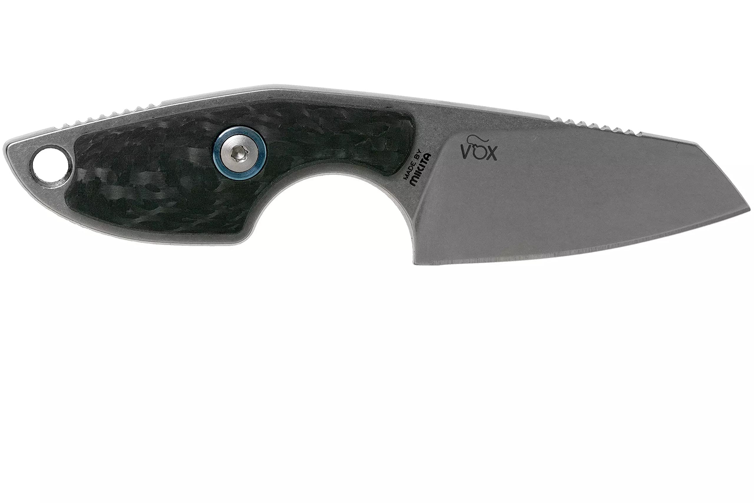 MIKRO 2 Sheepsfoot Fixed Blade Neck Knife - Premium EDC Tool with M390 Super Steel, Full Tang Design by Jesper Voxnaes | Carbon Fiber Handle | Made in Italy | Perfect for Outdoor Survival, Camping & Everyday Carry