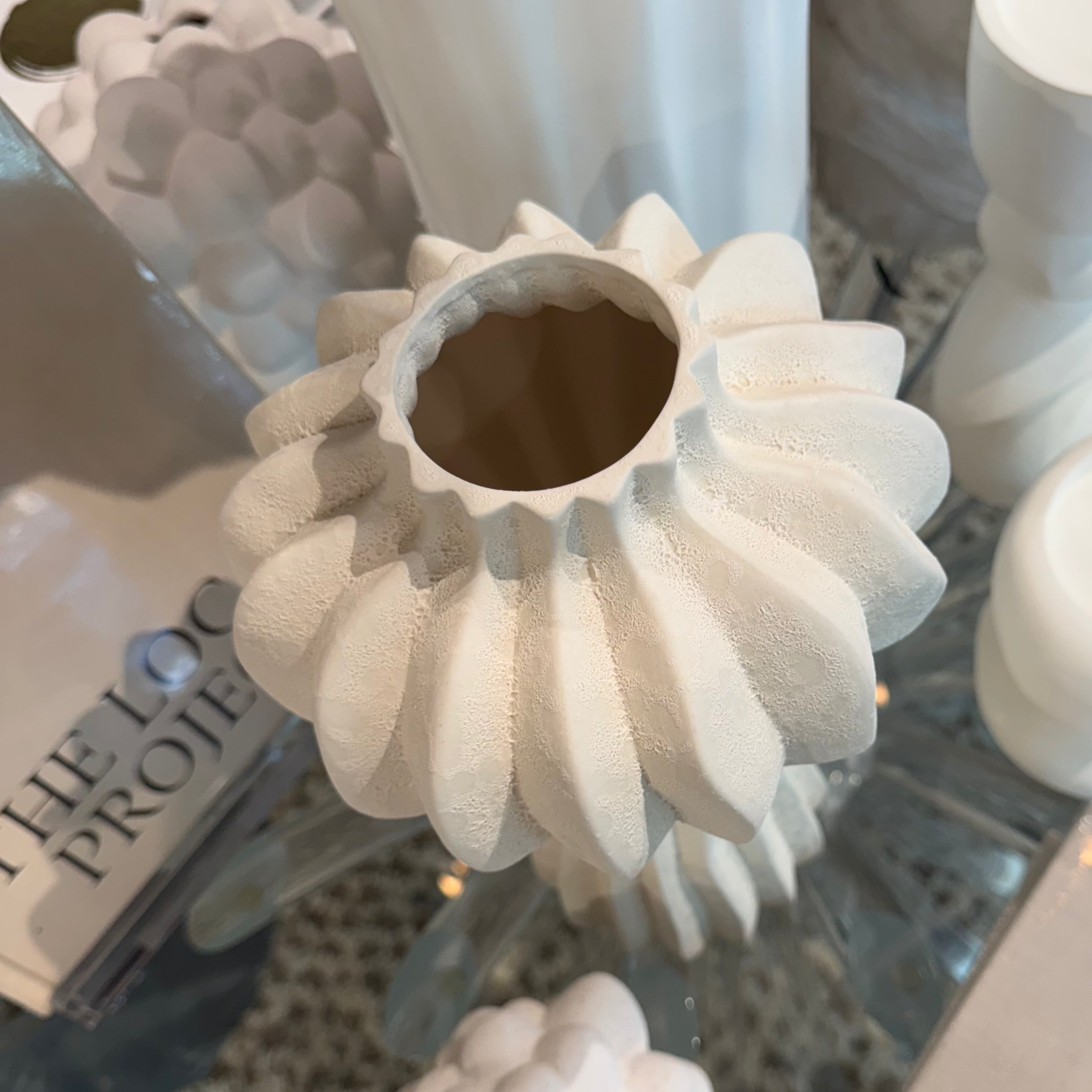 Lithos Vase Matte White - Modern Ceramic Home Decor for Living Room, Bedroom & Office - Multiple Size Options