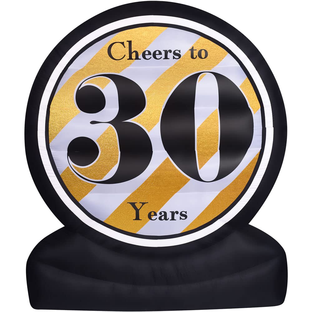 Fraser Hill Farm 8-Ft Inflatable Cheers to 30 Years Sign with LED Lights & Storage Bag | Outdoor Party Decor for Birthdays, Anniversaries & Milestones | Perfect for Backyard Celebrations, Graduations & Retirement Parties | FRED30CHEER081-L