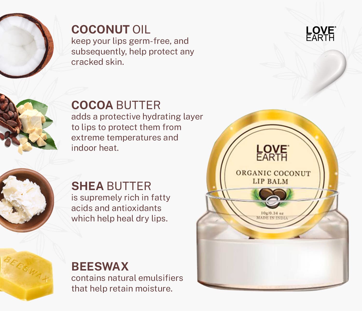 Love Earth Lip Saviour Kit - Hydrating & Moisturizing Lip Care with Beeswax & Cocoa Butter for Dry, Chapped Lips | Perfect for Winter Skincare & Daily Lip Protection