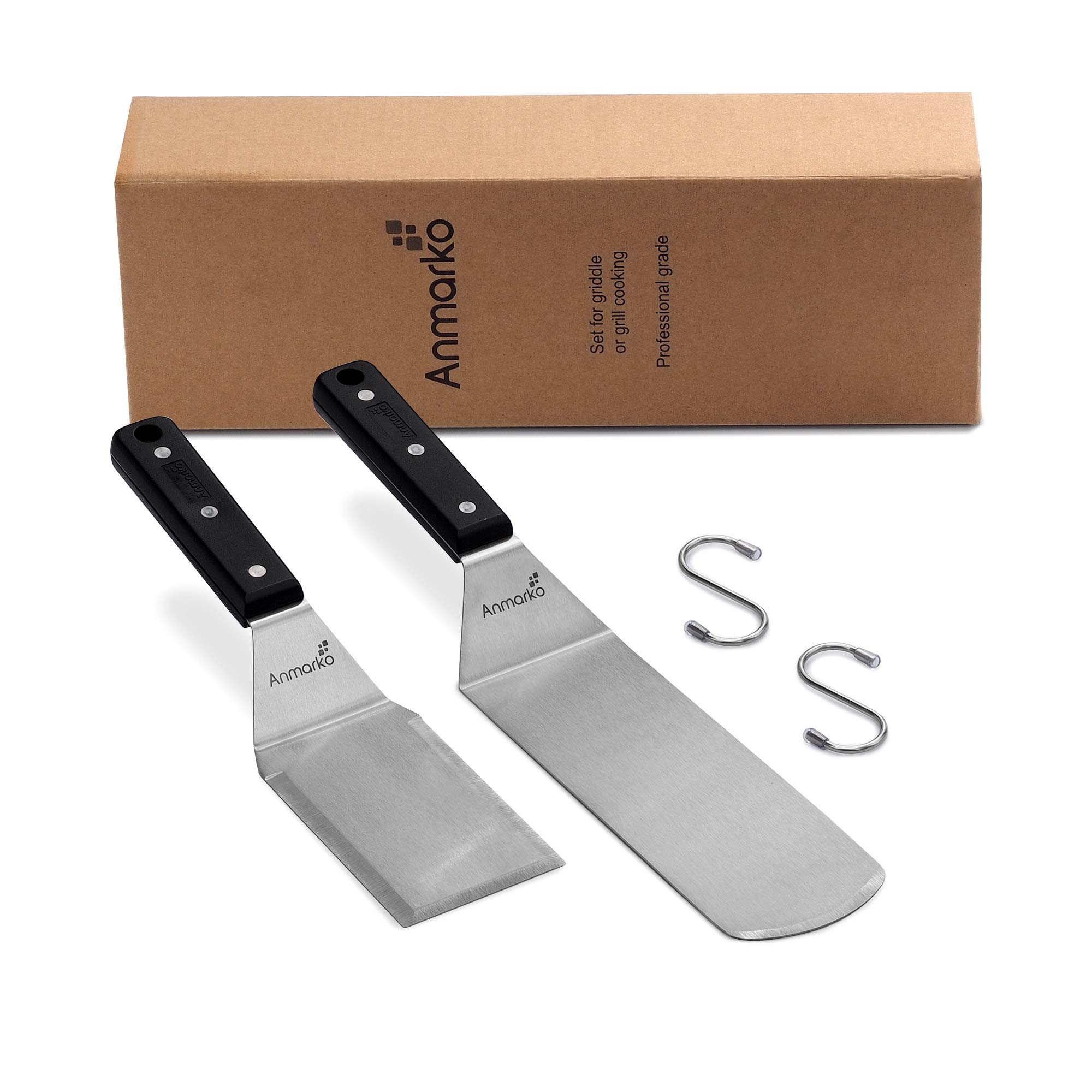 **Stainless Steel Grill Spatula Set – Long Metal BBQ Spatula, Griddle Scraper & Pancake Flipper – Pizza Turner & Offset Spatula – Durable BBQ Utensils for Grilling, Cooking & Outdoor Dining**