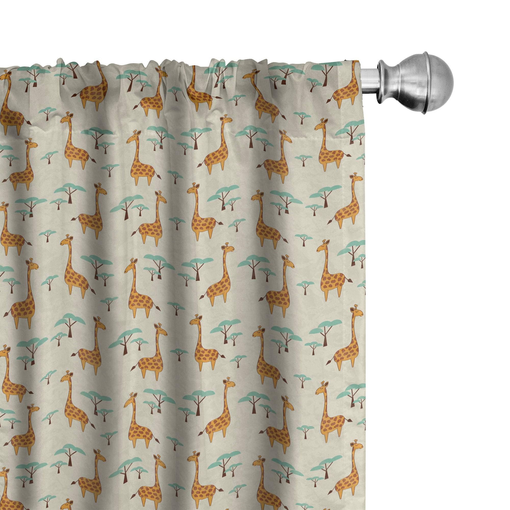 Ambesonne Giraffe Print Window Curtains - Cartoon Giraffes Walking Among Trees on Savannah Backdrop, Lightweight Blackout Drapes 2-Panel Set with Rod Pocket (28x84 Inches, Multicolor) - Perfect for Kids' Room, Nursery, Jungle Themed Decor & Living Room Windows