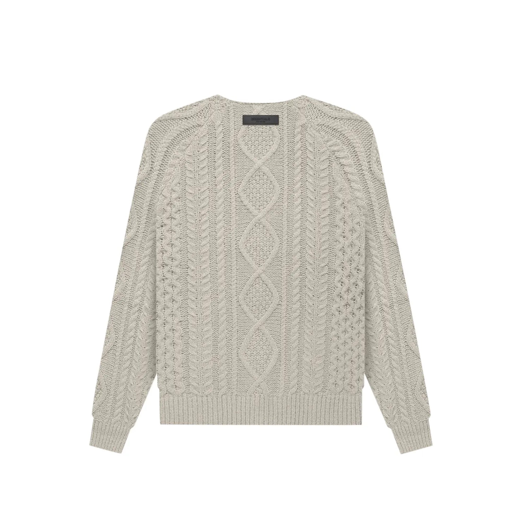 Fear of God Essentials Cable Knit Sweater 'Smoke' 2022 - Men's Casual Winter Pullover for Streetwear & Layering Outfits