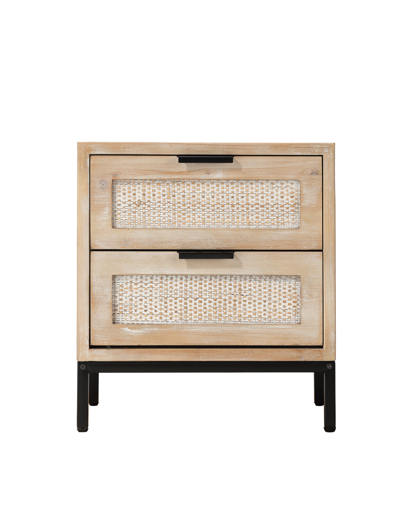 Reed 2 Drawer Side Table - Nightstand with Storage for Bedroom, Living Room | Modern End Table with 2 Drawers for Home Decor & Organization
