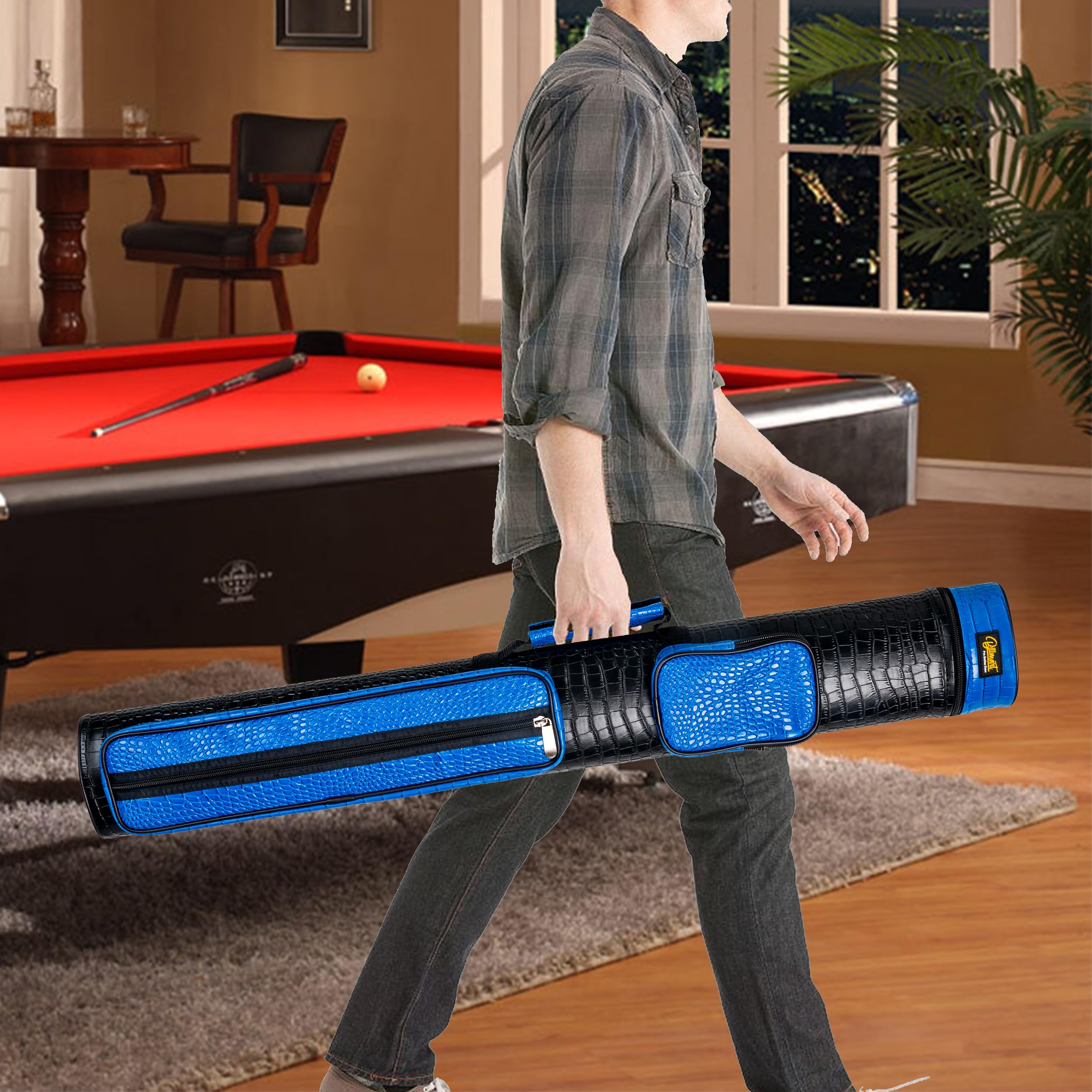 Premium 2x3 Hard Pool Cue Case - Durable Billiard Stick Carrying Case with Protective Padding - Perfect for Travel, Storage & Tournament Play