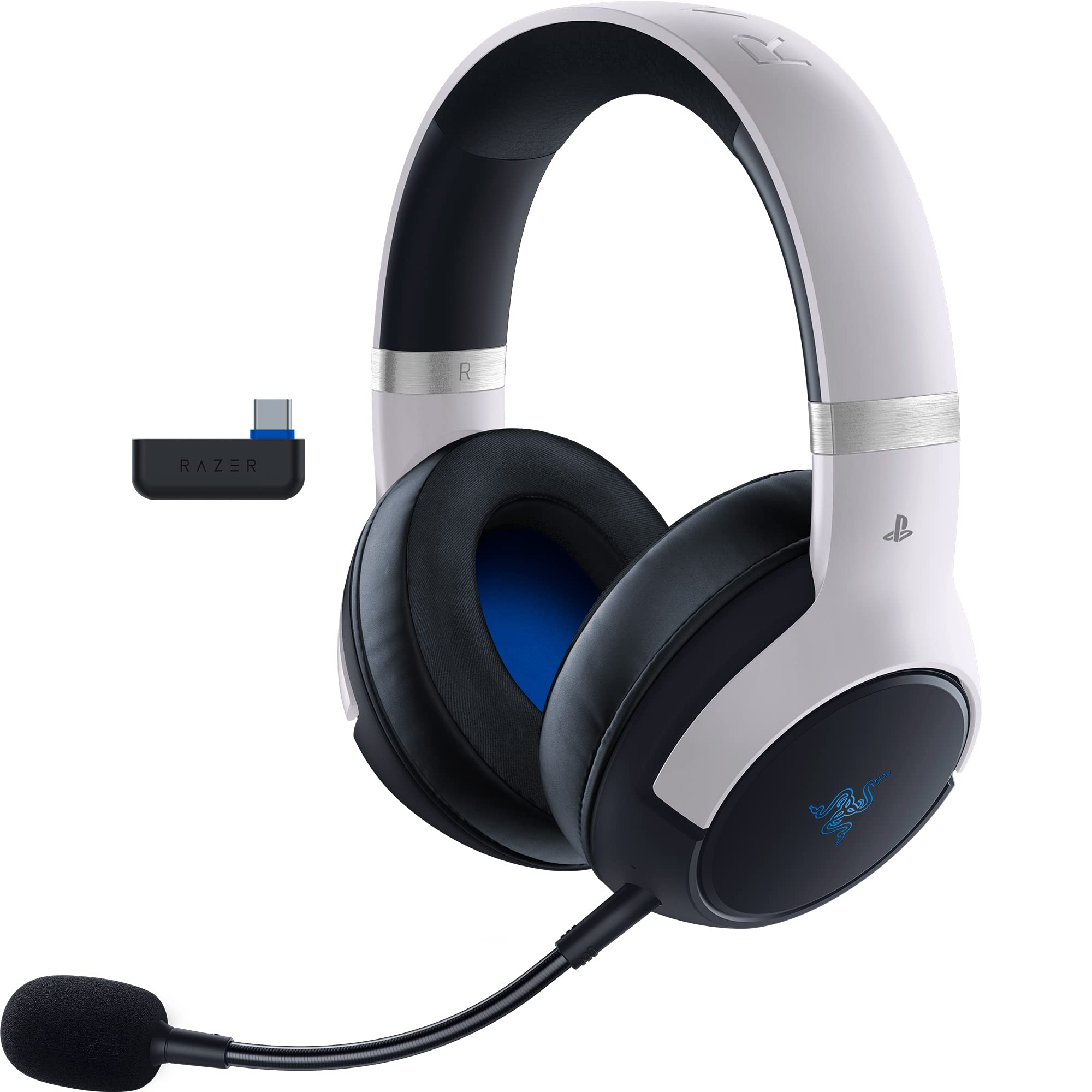 Razer Kaira Pro HyperSpeed Wireless Gaming Headset with Haptics for PS5, PS4, PC & Mobile | Titanium 50mm Drivers, Hybrid Mic, Low Latency Bluetooth, 30Hr Battery (White & Black) | Perfect for Competitive Gaming, Streaming & Immersive Play