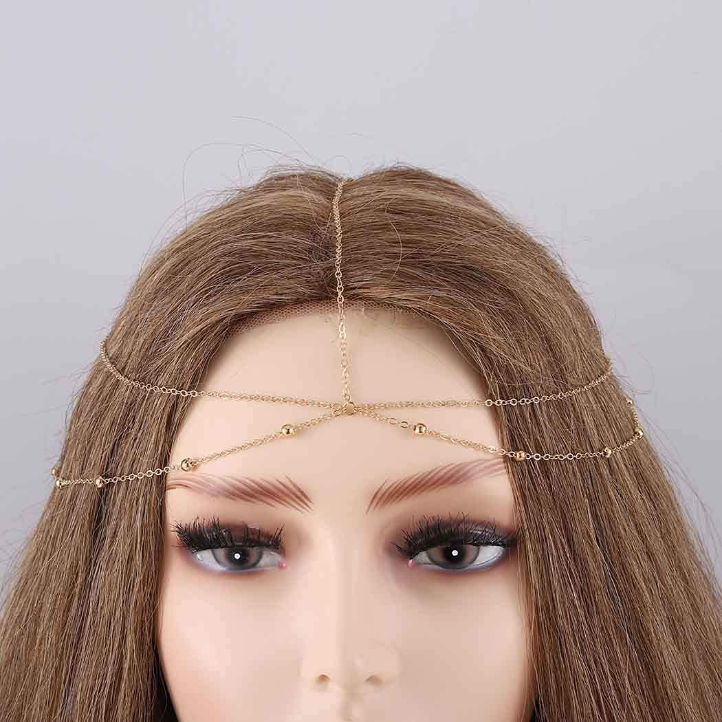 Boho Head Chain Jewelry - Layered Beaded Headpiece for Women & Girls | Wedding, Festival, Party Hair Accessories | Perfect for Bridal, Coachella, and Boho Chic Outfits