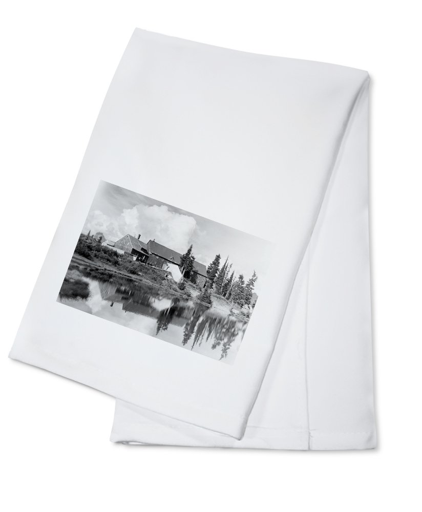 Mt. Baker and Lodge Lake Scenic Photo Printed 100% Cotton Tea Towel - Decorative Hand Towel for Kitchen, Bathroom & Home Decor - Perfect for Rustic Cabins, Farmhouse Style, and Nature Lover Gifts