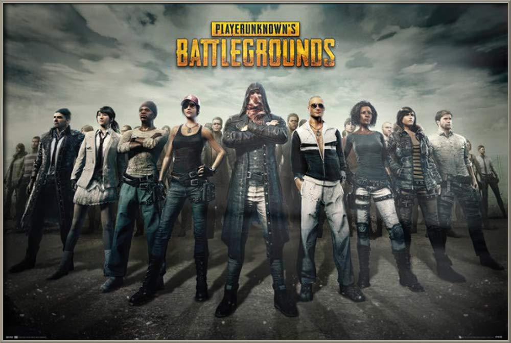 PUBG Framed Gaming Poster - 36x24 Inches Battle Royale Character & Squad Wall Art for Gamers | Perfect for Gaming Room, Man Cave & Esports Decor