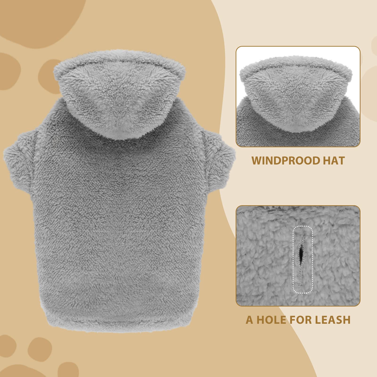 Warm Soft Cozy Fleece Hooded Dog Sweater for Large Dogs - Grey Size L | Perfect for Winter Walks & Indoor Comfort