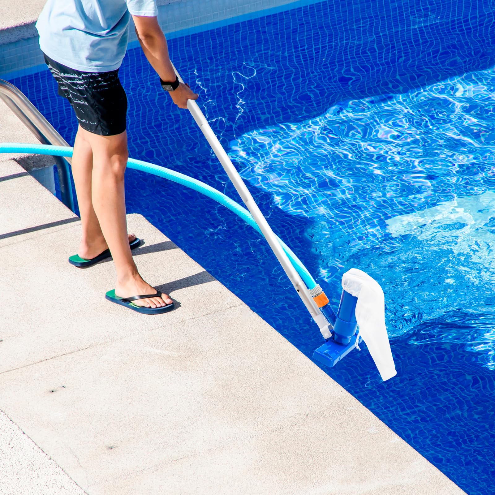 2025 Upgraded Handheld Pool Vacuum for Above Ground Pools - Portable Swimming Pool Jet Vacuum Cleaner Kit with Brush & 5-Section 70